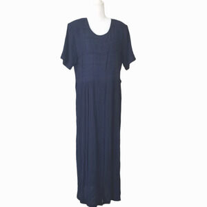 Vintage Sarin New York Vintage Long Dress Wrinkled rayon in blue- Size M